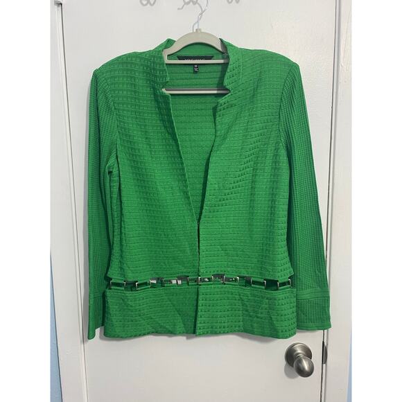 Ming Wang Cardigan Sweater XS Kelly Green Metal Detail Old Money Preppy NWT - Picture 1 of 7